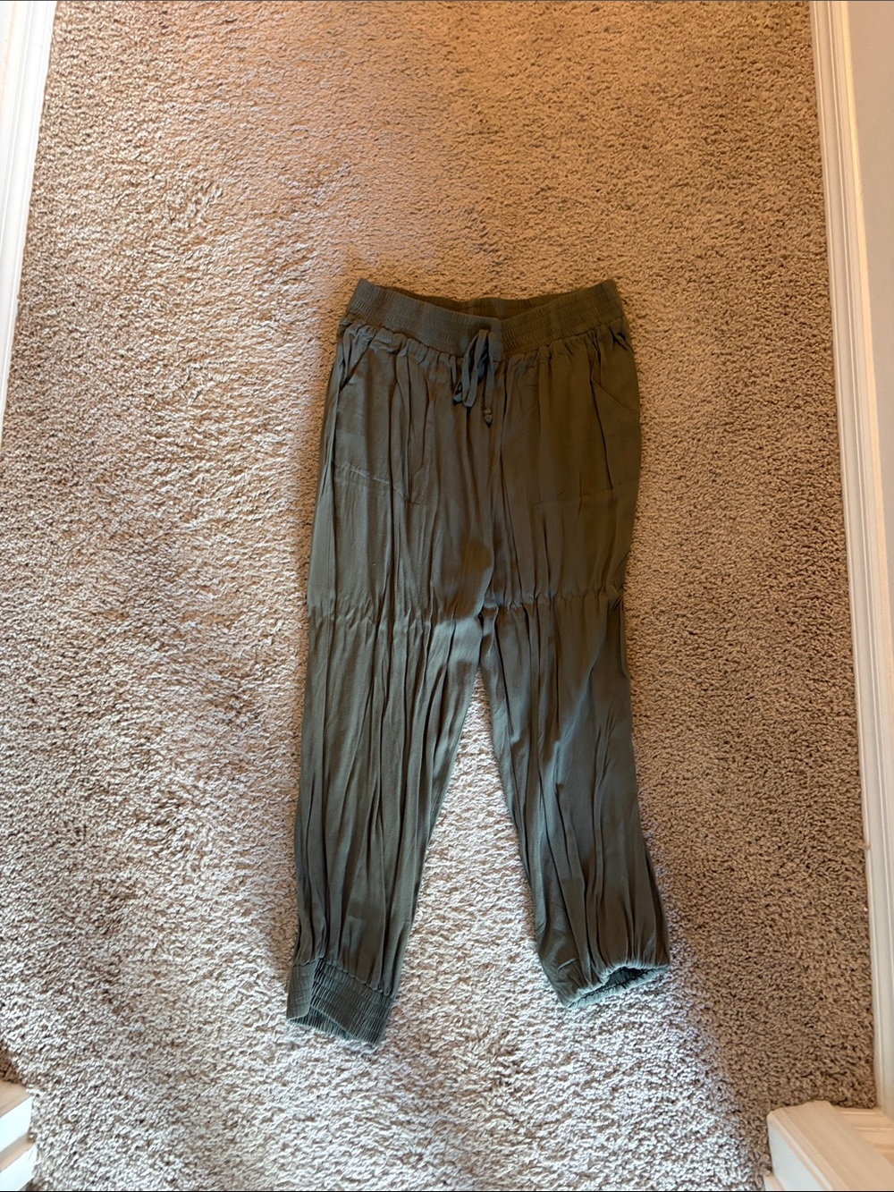 Hem & Thread Olive Green Drawstring Jogger Pants